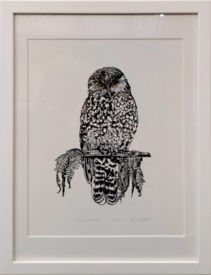 Ruru Morepork Print Colourised