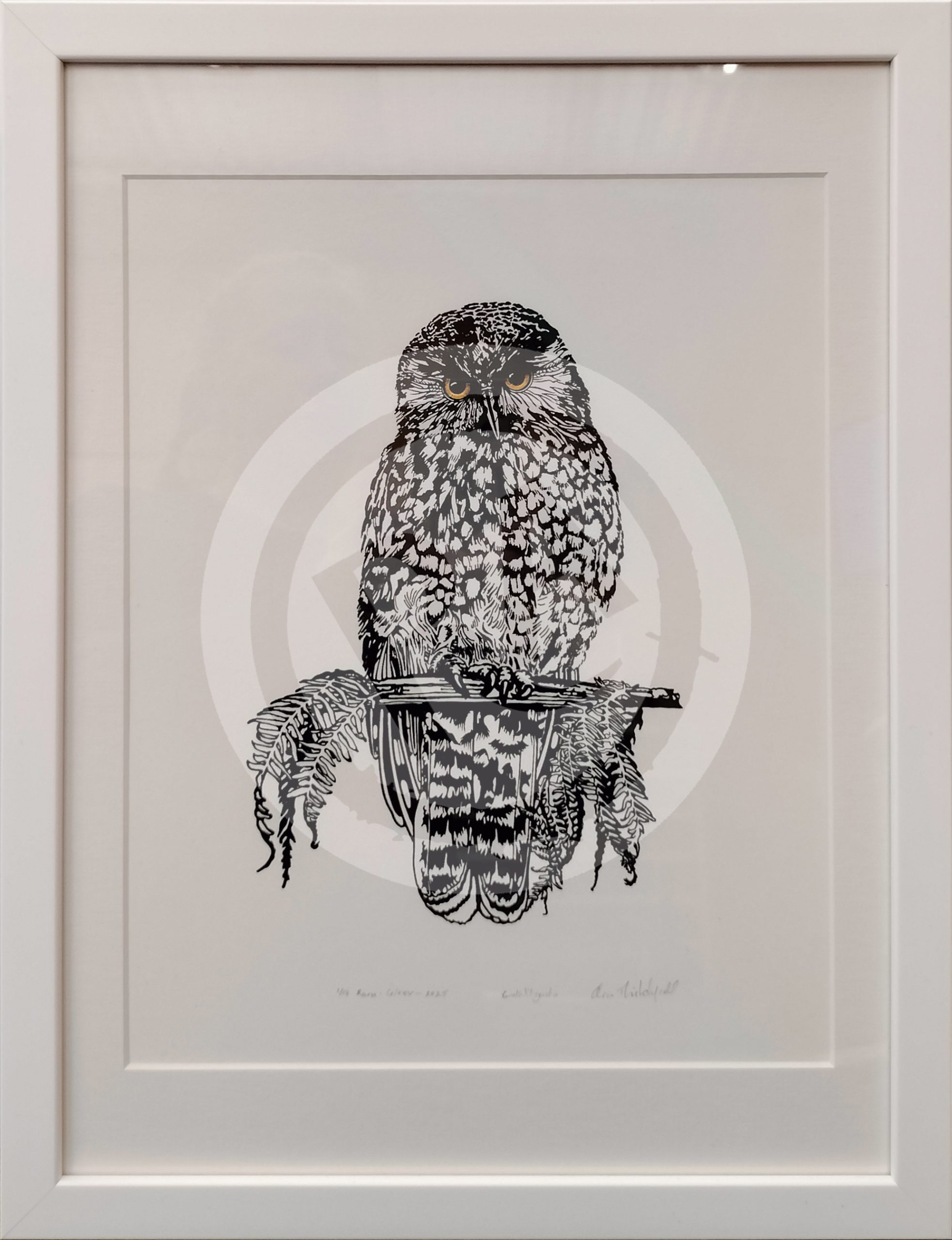 Ruru Morepork Print Colourised